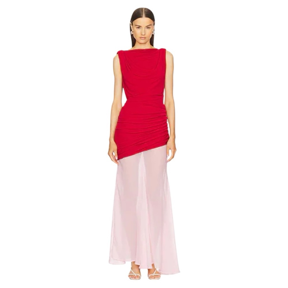 L'Academie Red and Pink Backless Dress